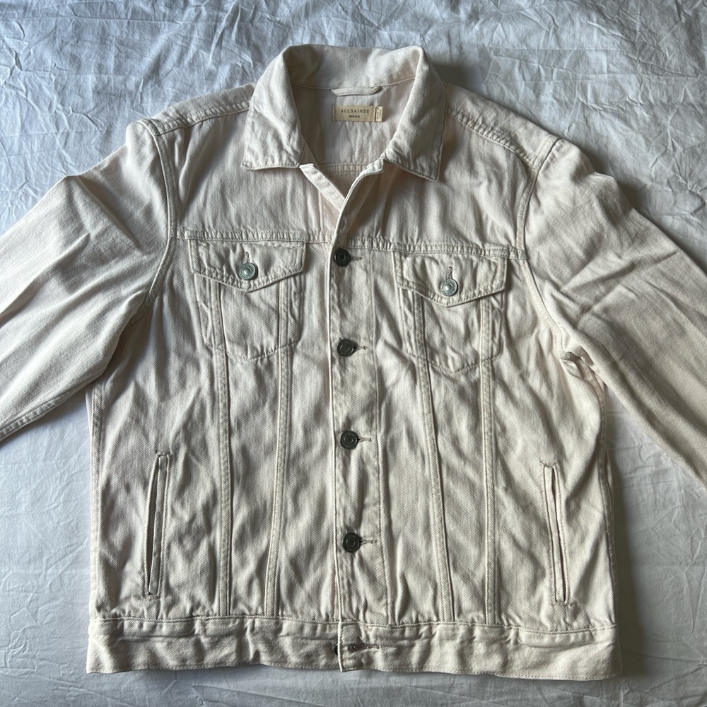All Saints Men's Cream Denim Jacket